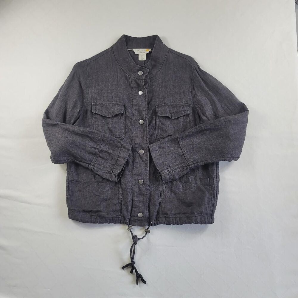 C&C Californiab Linen Utility Jacket Charcoal Women's Size S